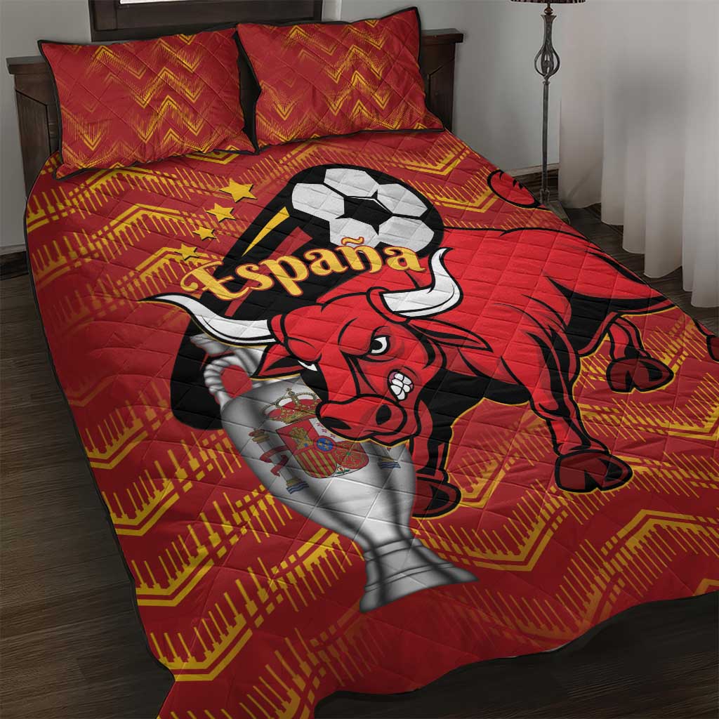 Spain 2024 Football Champions Quilt Bed Set Espana La Roja - Wonder Print Shop