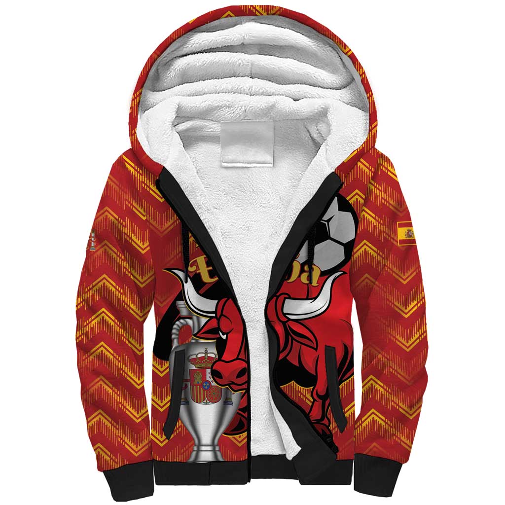 Spain 2024 Football Champions Sherpa Hoodie Espana La Roja - Wonder Print Shop