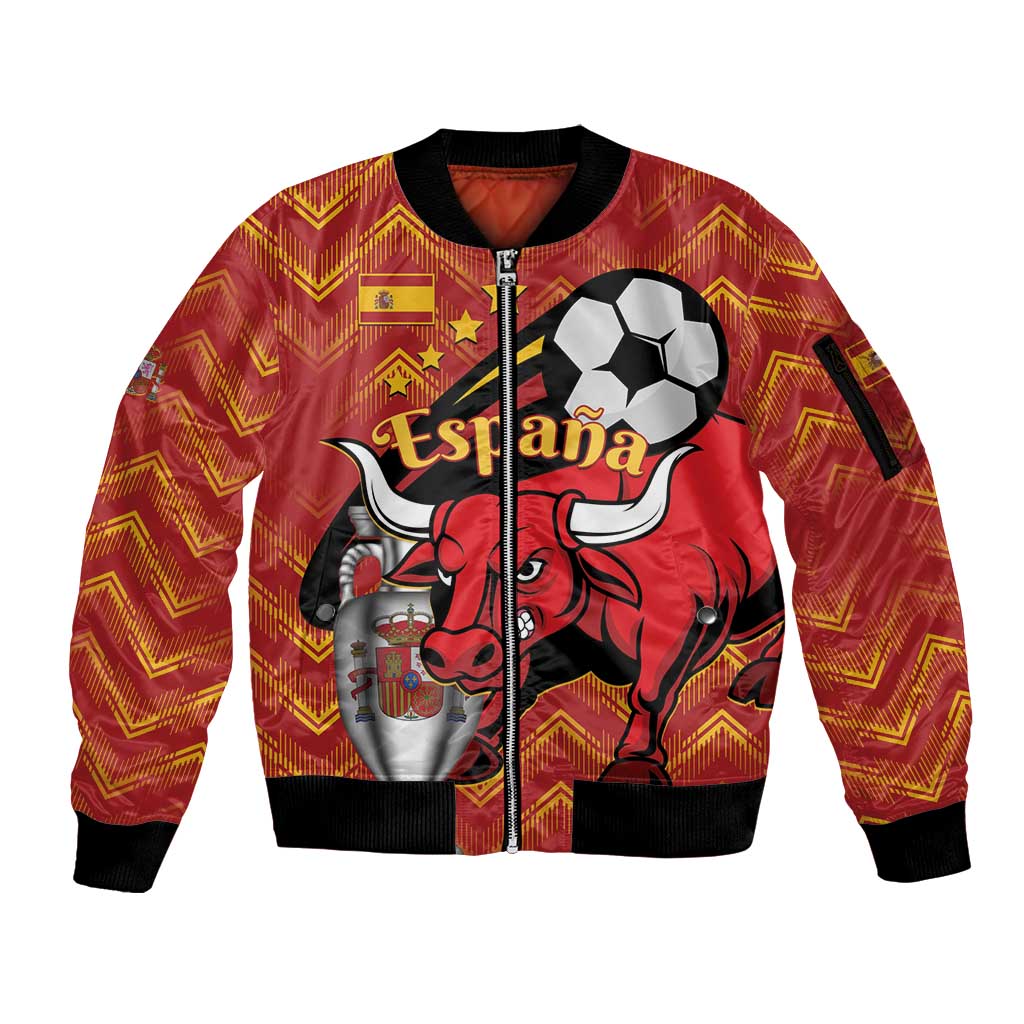 Spain 2024 Football Champions Sleeve Zip Bomber Jacket Espana La Roja - Wonder Print Shop