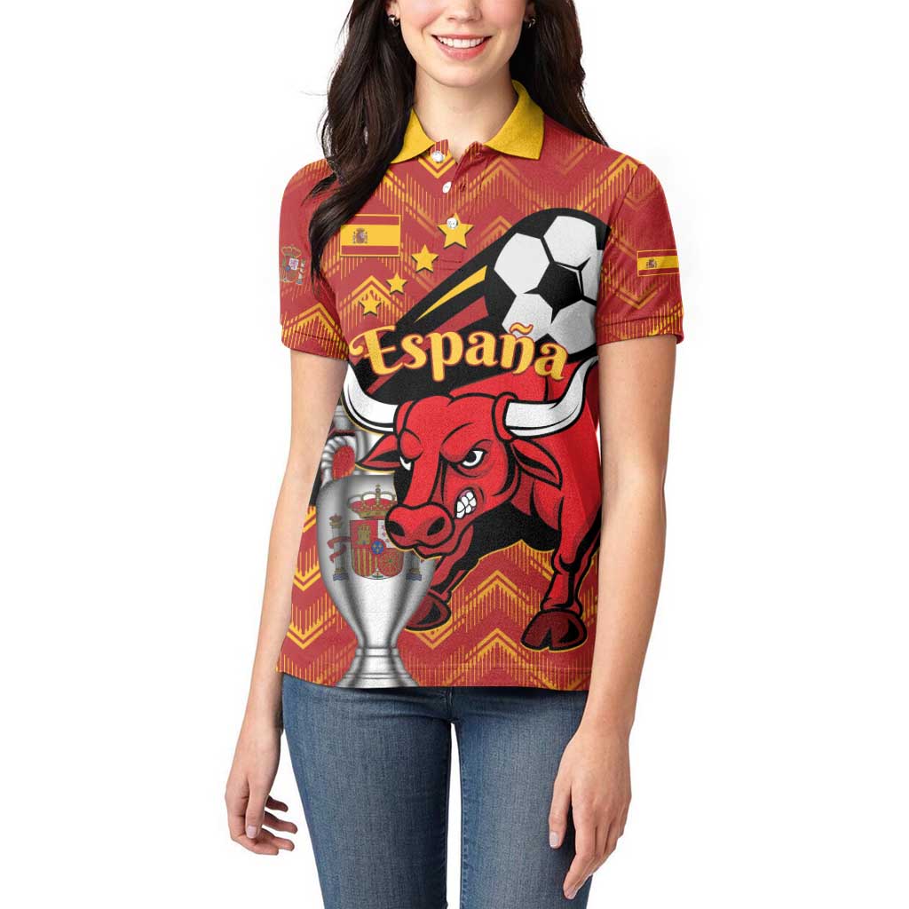 Spain 2024 Football Champions Women Polo Shirt Espana La Roja - Wonder Print Shop