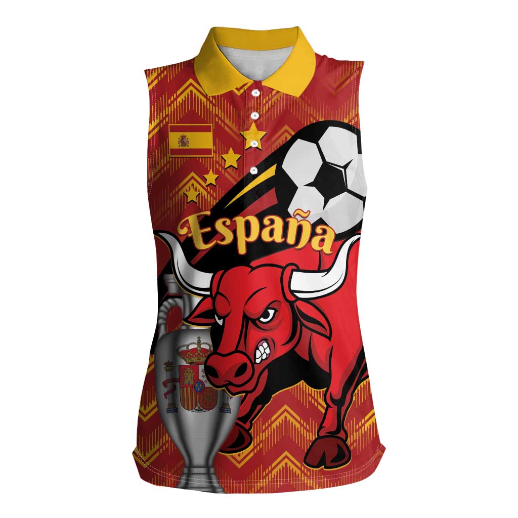 Spain 2024 Football Champions Women Sleeveless Polo Shirt Espana La Roja - Wonder Print Shop