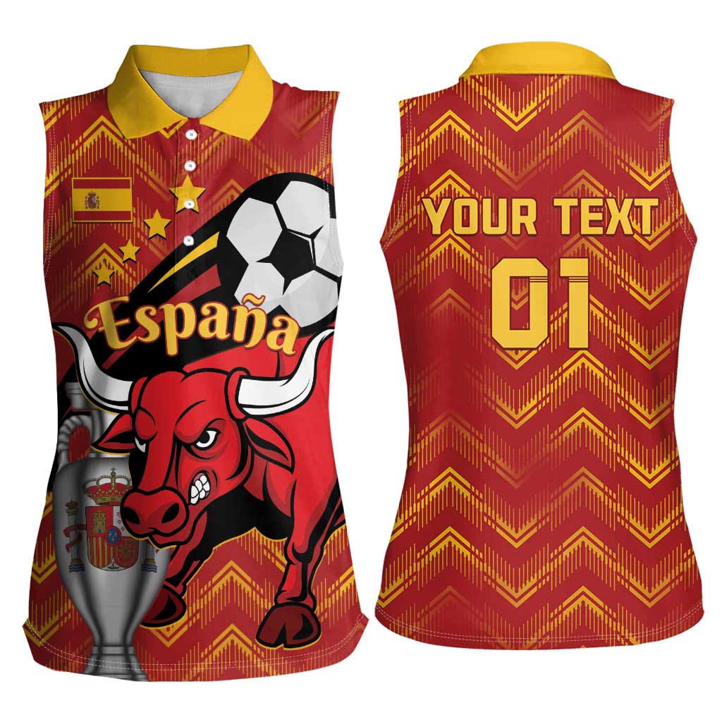 Spain 2024 Football Champions Women Sleeveless Polo Shirt Espana La Roja - Wonder Print Shop