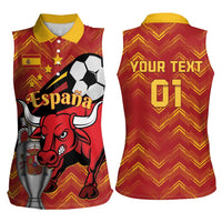 Spain 2024 Football Champions Women Sleeveless Polo Shirt Espana La Roja - Wonder Print Shop