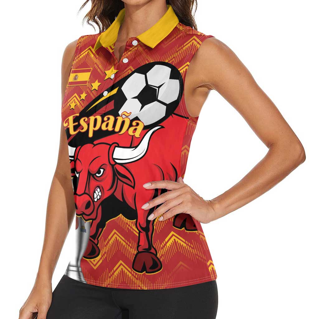 Spain 2024 Football Champions Women Sleeveless Polo Shirt Espana La Roja - Wonder Print Shop