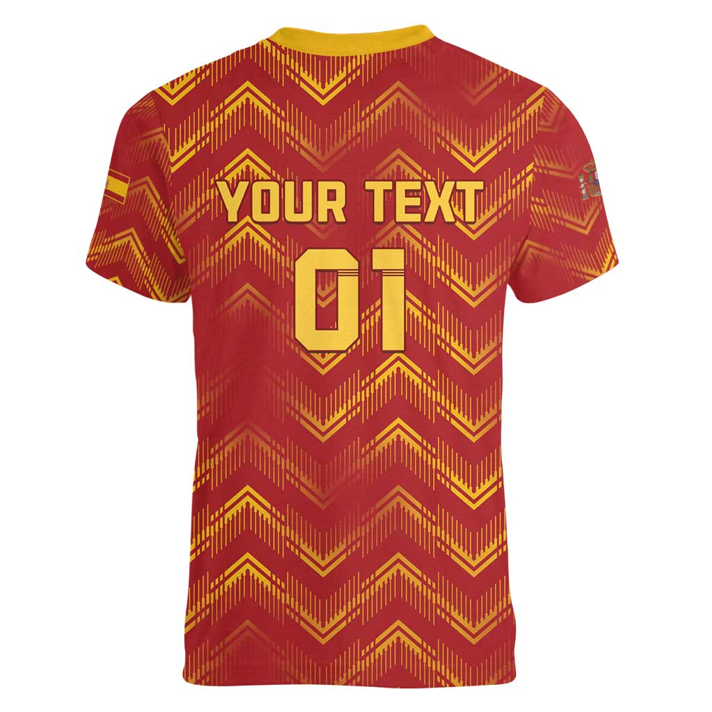 Spain 2024 Football Champions Women V-Neck T-Shirt Espana La Roja - Wonder Print Shop