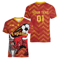 Spain 2024 Football Champions Women V-Neck T-Shirt Espana La Roja - Wonder Print Shop