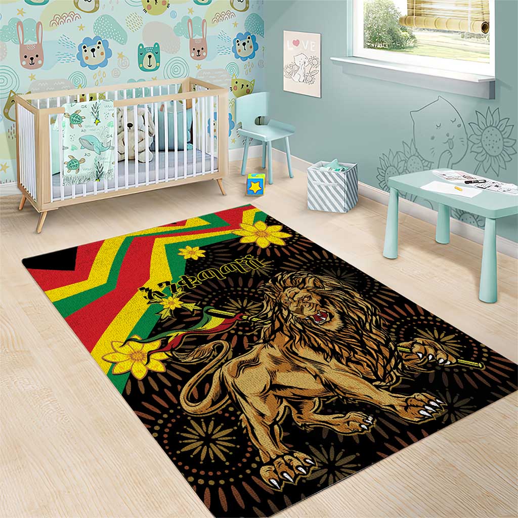 Enkutatash Ethiopia New Year Area Rug Lion of Judah Adey Abeba Flower - Wonder Print Shop