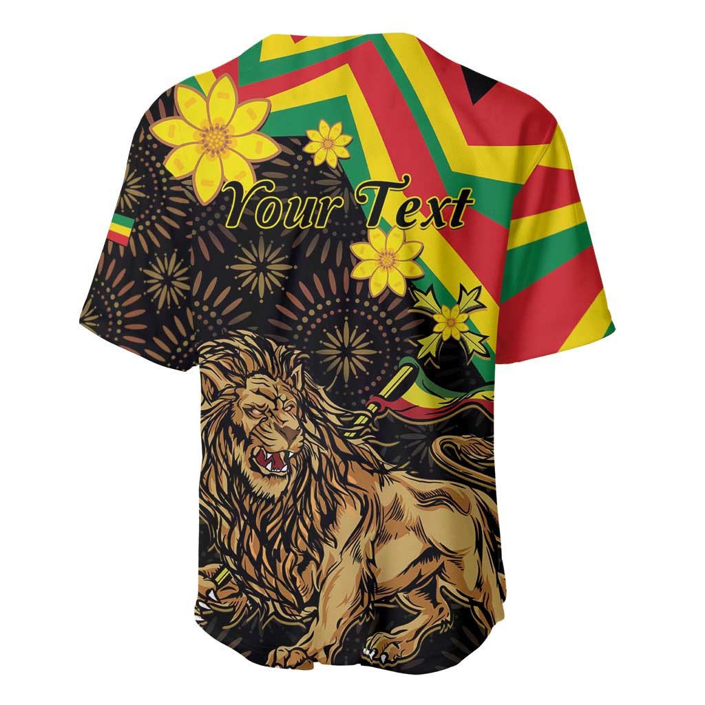 Enkutatash Ethiopia New Year Baseball Jersey Lion of Judah Adey Abeba Flower - Wonder Print Shop