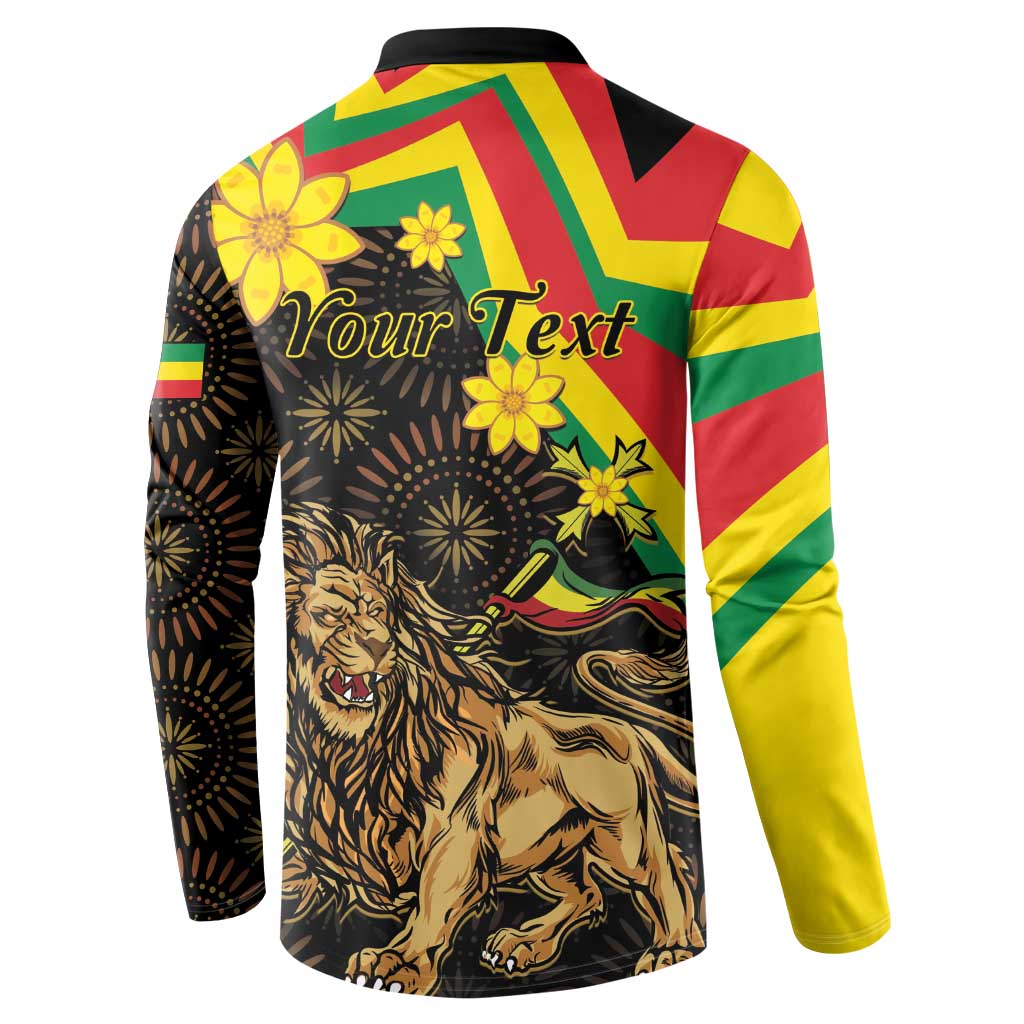 Enkutatash Ethiopia New Year Button Sweatshirt Lion of Judah Adey Abeba Flower - Wonder Print Shop