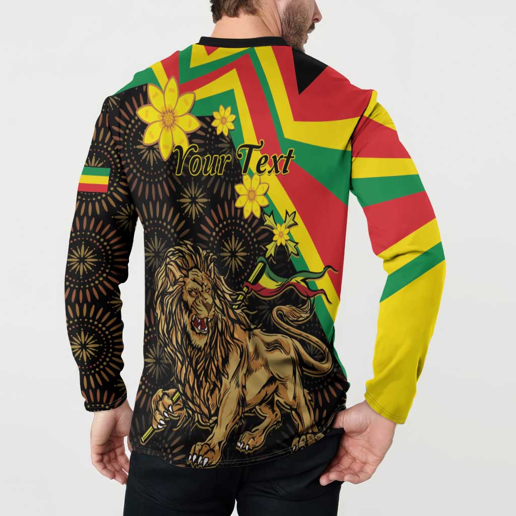 Enkutatash Ethiopia New Year Button Sweatshirt Lion of Judah Adey Abeba Flower - Wonder Print Shop