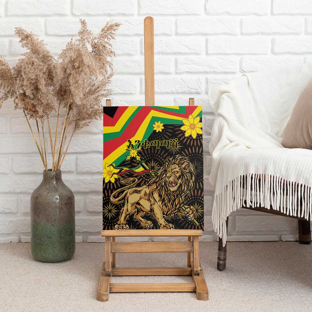 Enkutatash Ethiopia New Year Canvas Wall Art Lion of Judah Adey Abeba Flower - Wonder Print Shop