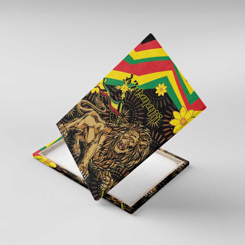 Enkutatash Ethiopia New Year Canvas Wall Art Lion of Judah Adey Abeba Flower - Wonder Print Shop