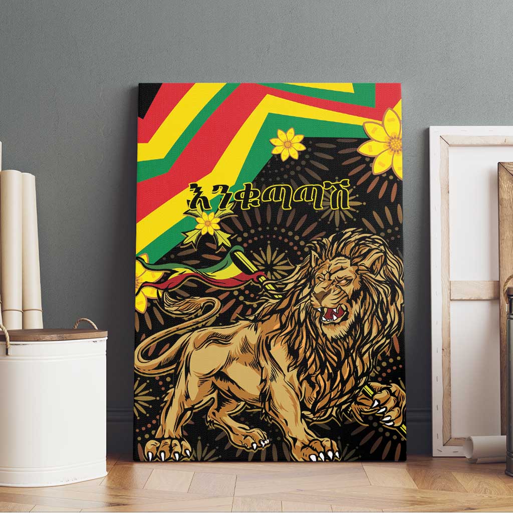 Enkutatash Ethiopia New Year Canvas Wall Art Lion of Judah Adey Abeba Flower - Wonder Print Shop