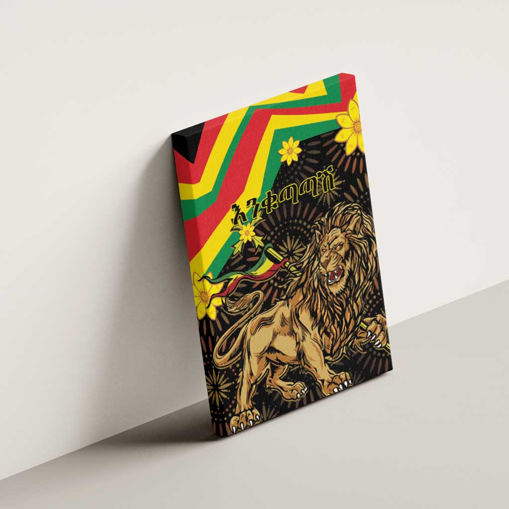 Enkutatash Ethiopia New Year Canvas Wall Art Lion of Judah Adey Abeba Flower - Wonder Print Shop