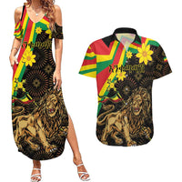 Enkutatash Ethiopia New Year Couples Matching Summer Maxi Dress and Hawaiian Shirt Lion of Judah Adey Abeba Flower - Wonder Print Shop