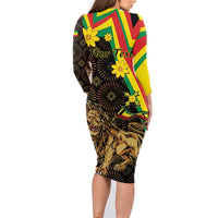 Enkutatash Ethiopia New Year Family Matching Long Sleeve Bodycon Dress and Hawaiian Shirt Lion of Judah Adey Abeba Flower - Wonder Print Shop