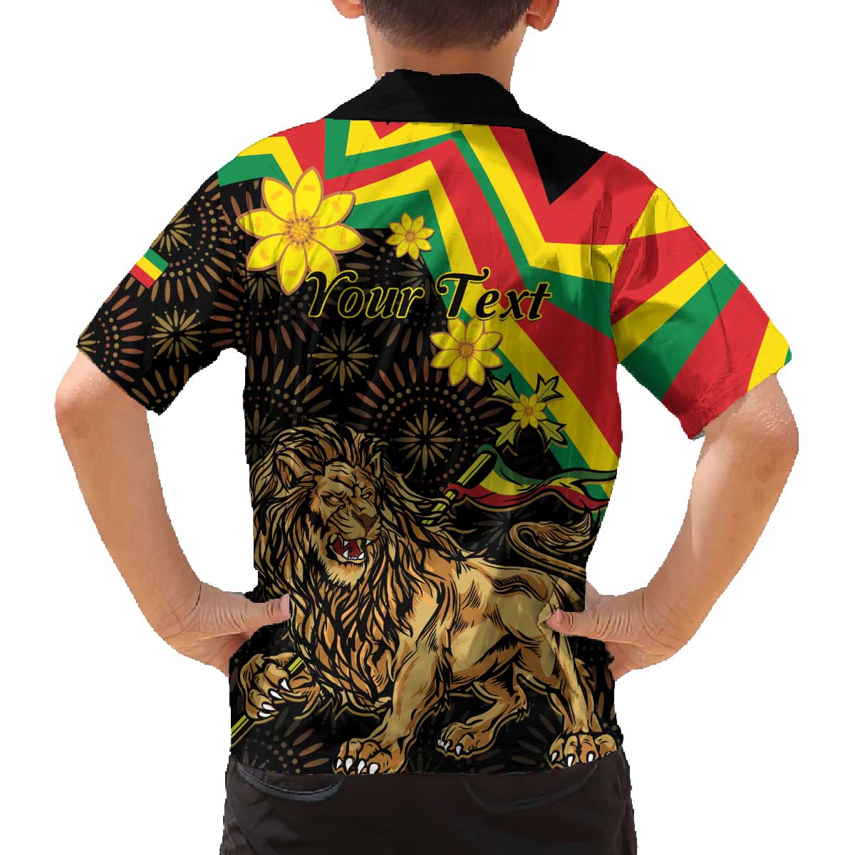 Enkutatash Ethiopia New Year Family Matching Off The Shoulder Long Sleeve Dress and Hawaiian Shirt Lion of Judah Adey Abeba Flower - Wonder Print Shop