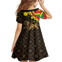 Enkutatash Ethiopia New Year Family Matching Off The Shoulder Long Sleeve Dress and Hawaiian Shirt Lion of Judah Adey Abeba Flower - Wonder Print Shop