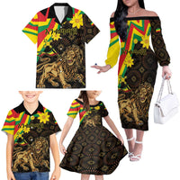 Enkutatash Ethiopia New Year Family Matching Off The Shoulder Long Sleeve Dress and Hawaiian Shirt Lion of Judah Adey Abeba Flower - Wonder Print Shop