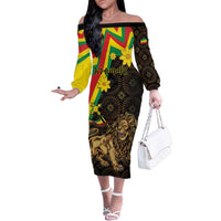 Enkutatash Ethiopia New Year Family Matching Off The Shoulder Long Sleeve Dress and Hawaiian Shirt Lion of Judah Adey Abeba Flower - Wonder Print Shop