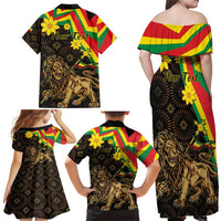 Enkutatash Ethiopia New Year Family Matching Off Shoulder Maxi Dress and Hawaiian Shirt Lion of Judah Adey Abeba Flower - Wonder Print Shop