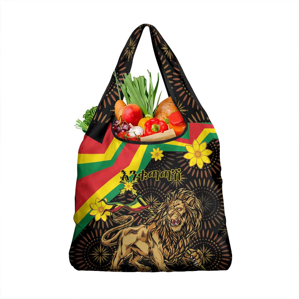 Enkutatash Ethiopia New Year Grocery Bag Lion of Judah Adey Abeba Flower