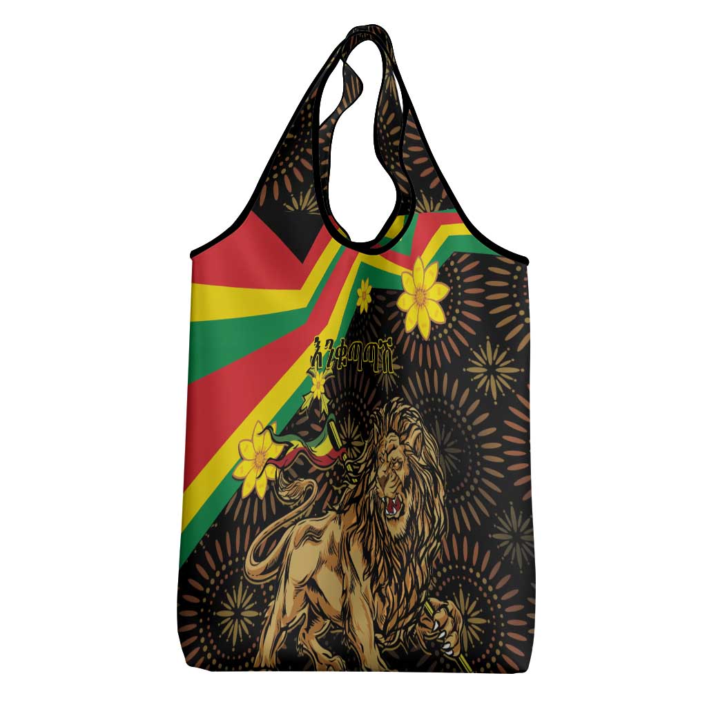 Enkutatash Ethiopia New Year Grocery Bag Lion of Judah Adey Abeba Flower