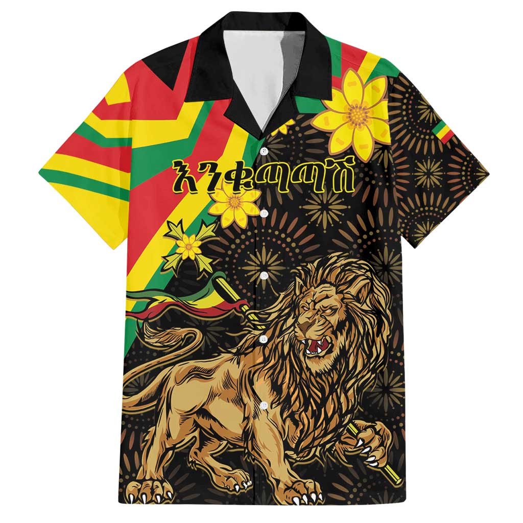 Enkutatash Ethiopia New Year Hawaiian Shirt Lion of Judah Adey Abeba Flower - Wonder Print Shop