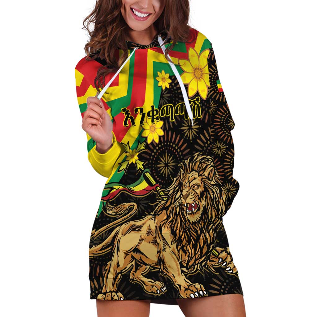 Enkutatash Ethiopia New Year Hoodie Dress Lion of Judah Adey Abeba Flower - Wonder Print Shop