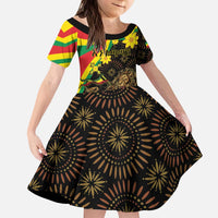 Enkutatash Ethiopia New Year Kid Short Sleeve Dress Lion of Judah Adey Abeba Flower - Wonder Print Shop