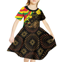 Enkutatash Ethiopia New Year Kid Short Sleeve Dress Lion of Judah Adey Abeba Flower - Wonder Print Shop