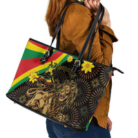 Enkutatash Ethiopia New Year Leather Tote Bag Lion of Judah Adey Abeba Flower - Wonder Print Shop