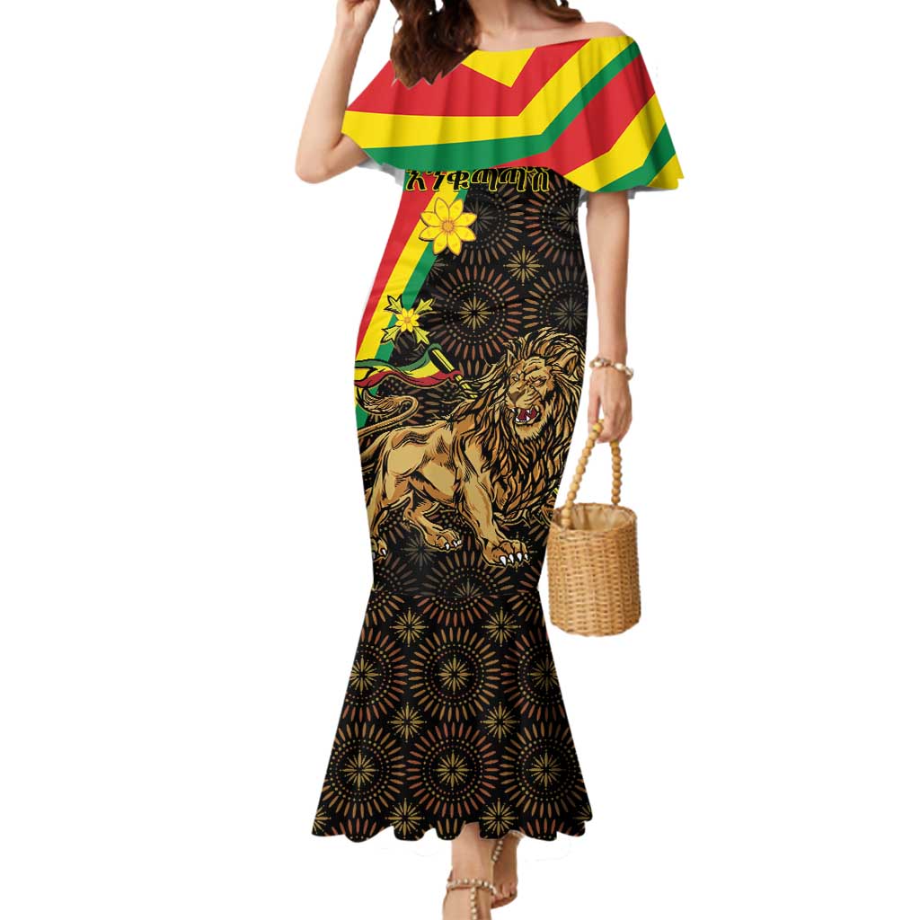 Enkutatash Ethiopia New Year Mermaid Dress Lion of Judah Adey Abeba Flower - Wonder Print Shop