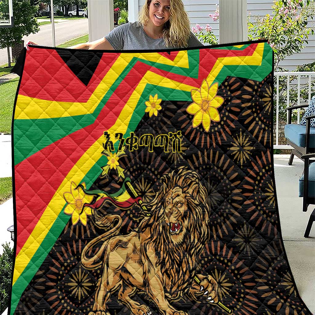 Enkutatash Ethiopia New Year Quilt Lion of Judah Adey Abeba Flower - Wonder Print Shop