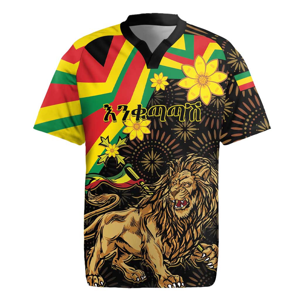 Enkutatash Ethiopia New Year Rugby Jersey Lion of Judah Adey Abeba Flower - Wonder Print Shop