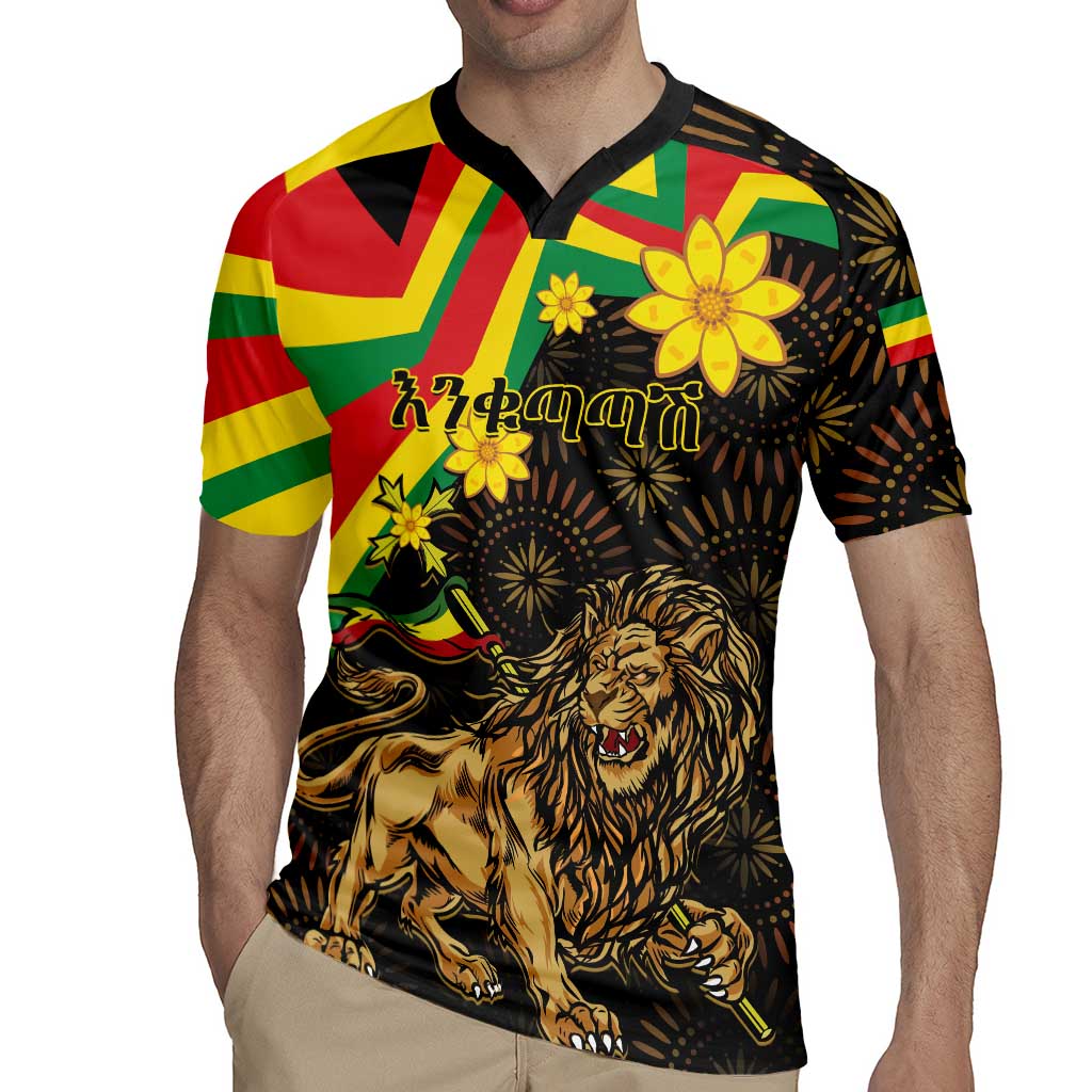 Enkutatash Ethiopia New Year Rugby Jersey Lion of Judah Adey Abeba Flower - Wonder Print Shop