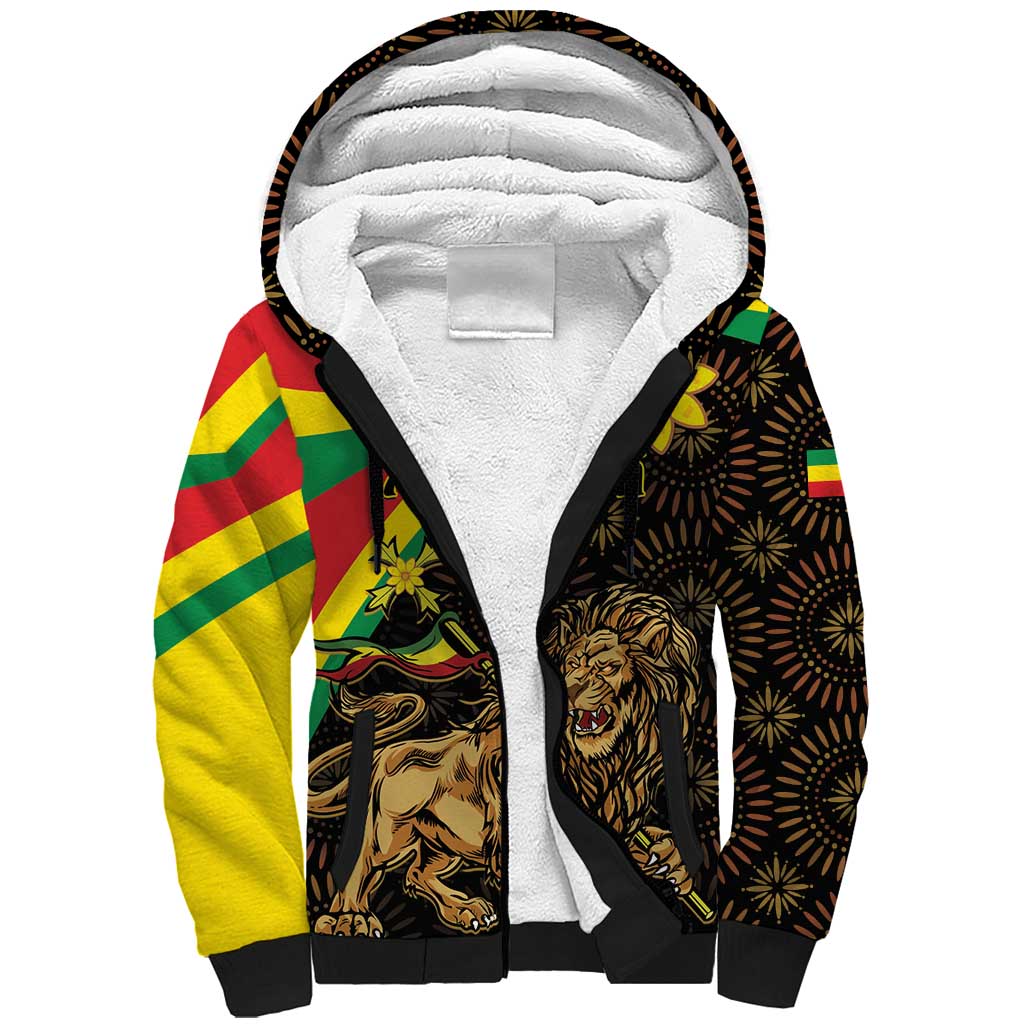Enkutatash Ethiopia New Year Sherpa Hoodie Lion of Judah Adey Abeba Flower - Wonder Print Shop