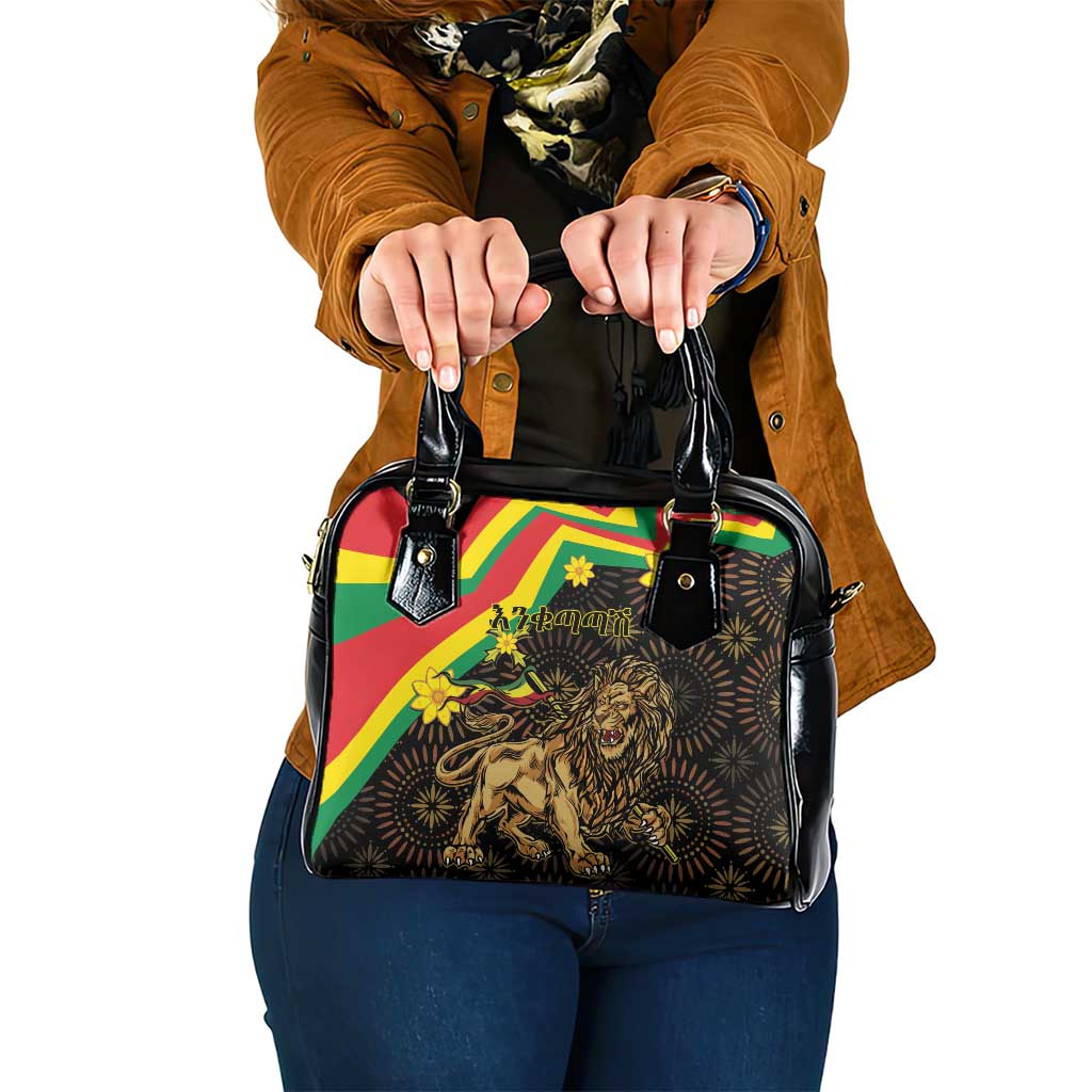Enkutatash Ethiopia New Year Shoulder Handbag Lion of Judah Adey Abeba Flower