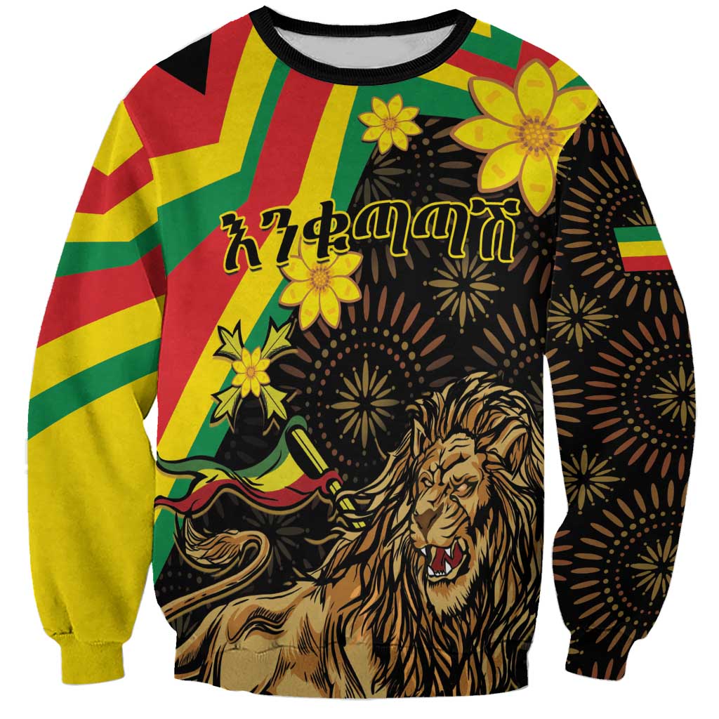 Enkutatash Ethiopia New Year Sweatshirt Lion of Judah Adey Abeba Flower - Wonder Print Shop