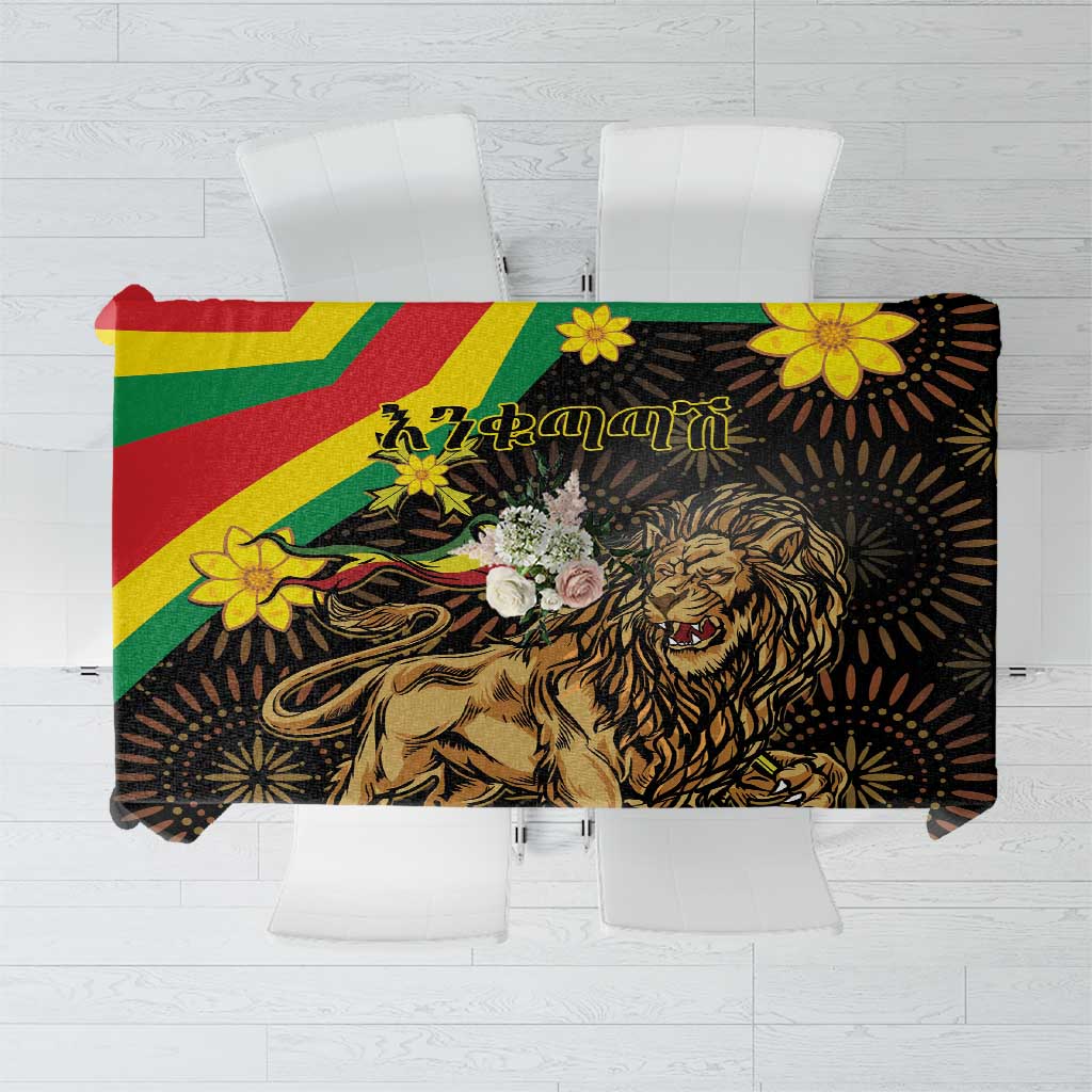 Enkutatash Ethiopia New Year Tablecloth Lion of Judah Adey Abeba Flower - Wonder Print Shop