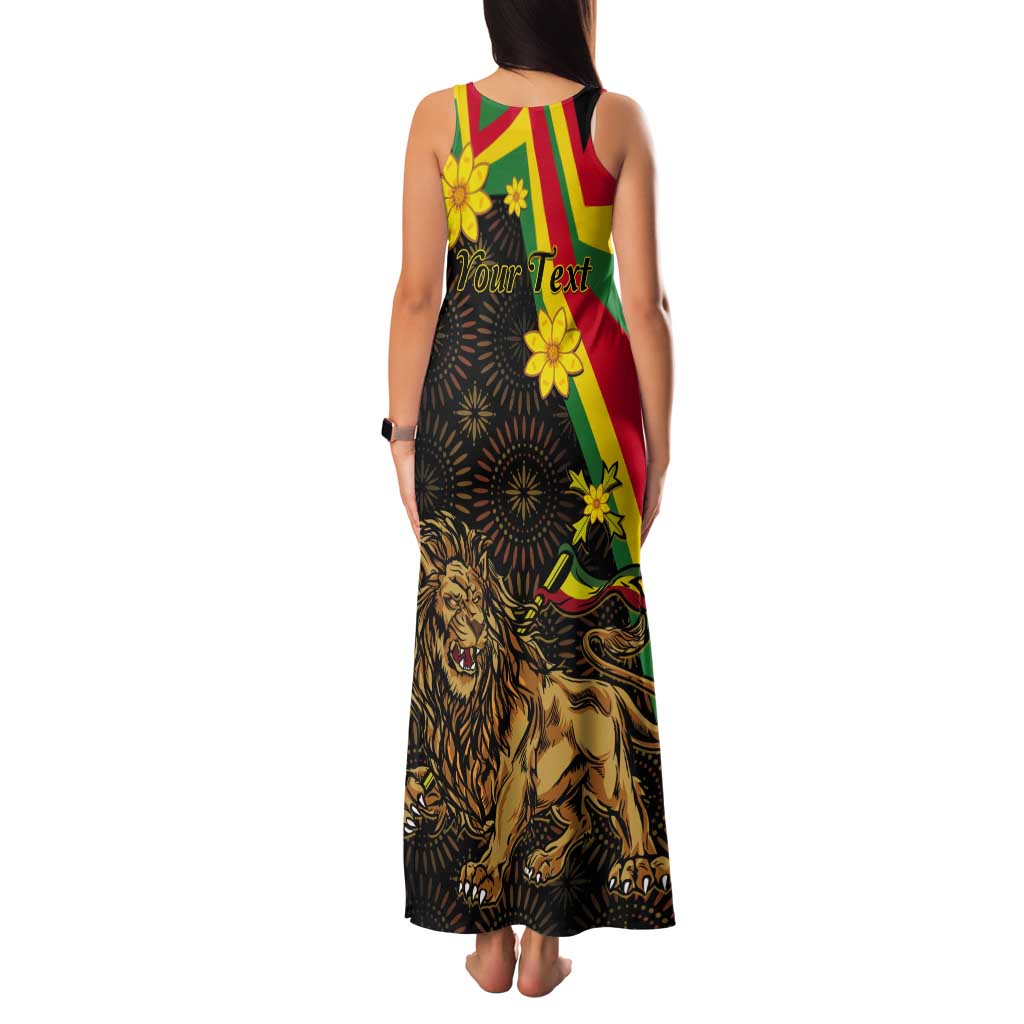 Enkutatash Ethiopia New Year Tank Maxi Dress Lion of Judah Adey Abeba Flower - Wonder Print Shop