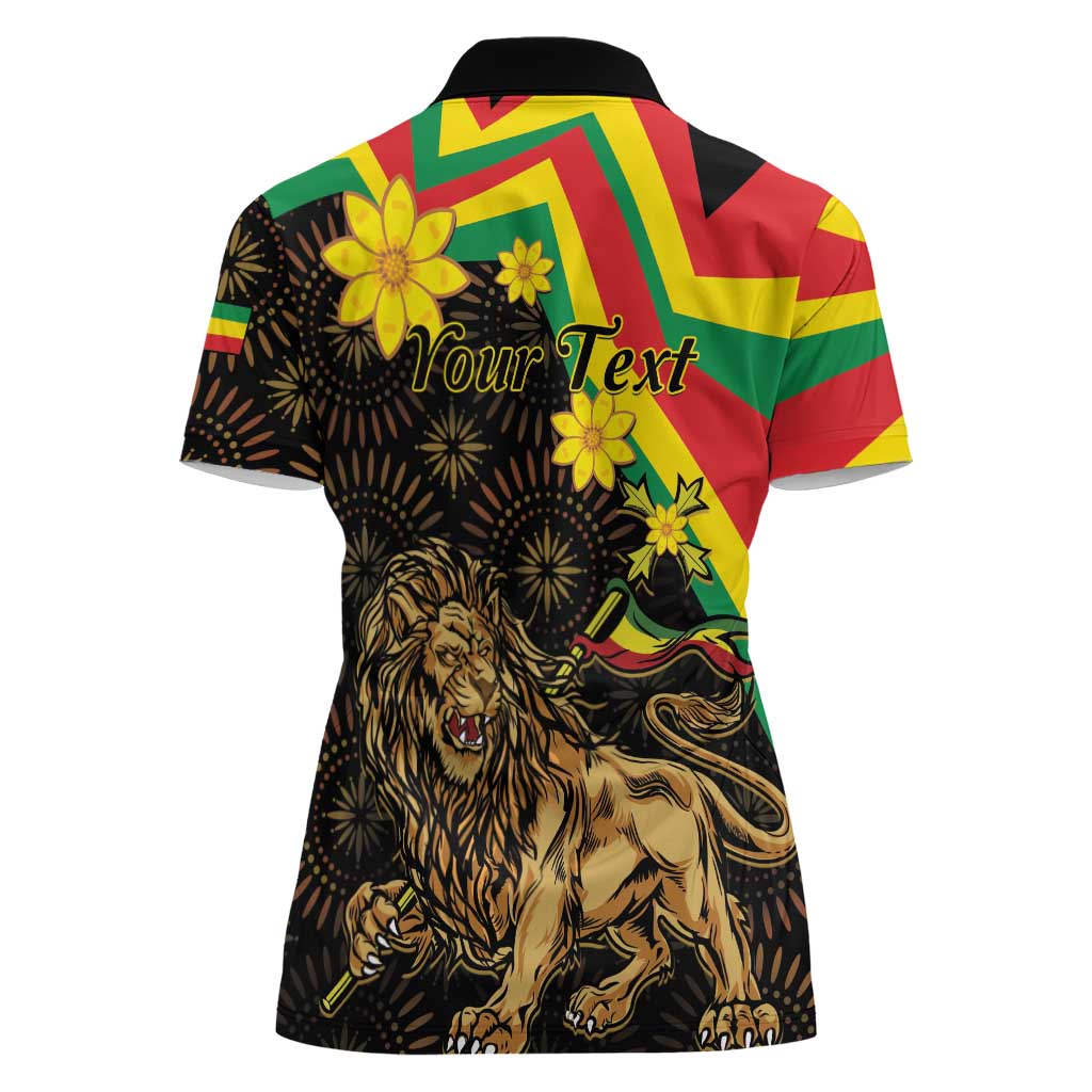 Enkutatash Ethiopia New Year Women Polo Shirt Lion of Judah Adey Abeba Flower - Wonder Print Shop