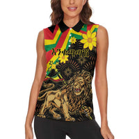 Enkutatash Ethiopia New Year Women Sleeveless Polo Shirt Lion of Judah Adey Abeba Flower - Wonder Print Shop