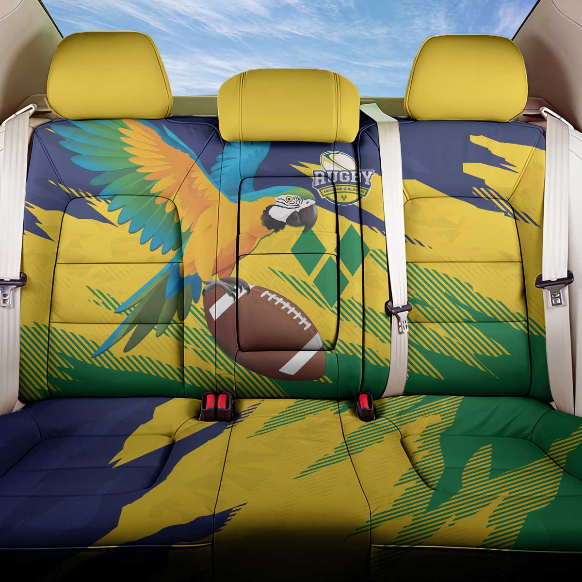 Rugby Saint Vincent and the Grenadines Back Car Seat Cover Go SVG Amazona Guildingii - Wonder Print Shop
