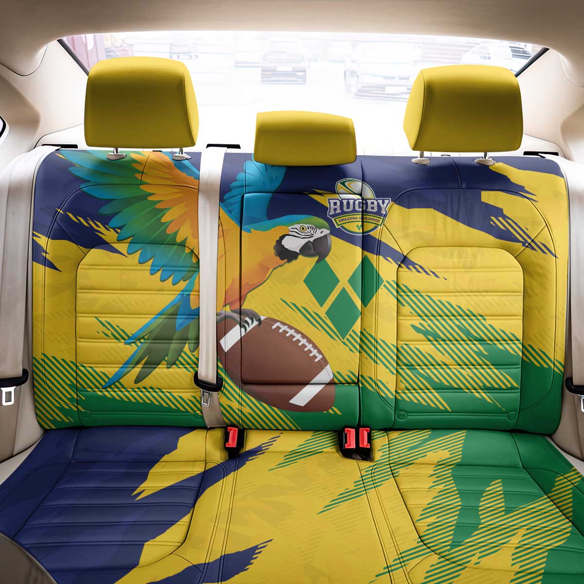 Rugby Saint Vincent and the Grenadines Back Car Seat Cover Go SVG Amazona Guildingii - Wonder Print Shop