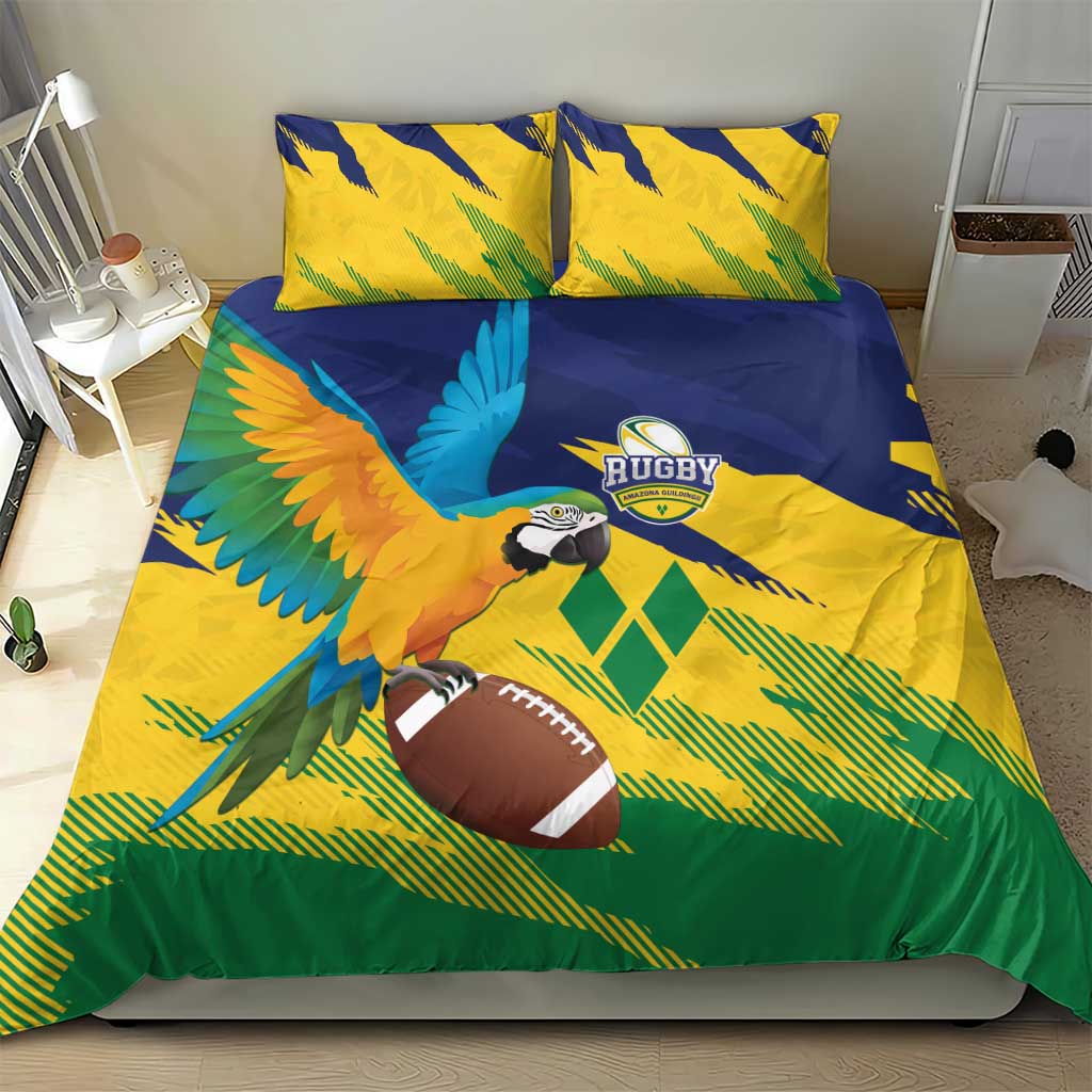 Rugby Saint Vincent and the Grenadines Bedding Set Go SVG Amazona Guildingii - Wonder Print Shop