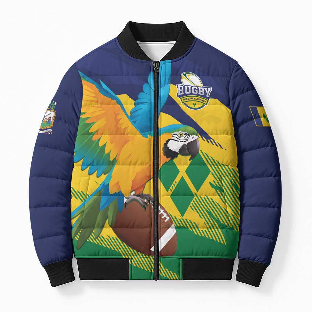 Custom Rugby Saint Vincent and the Grenadines Bomber Puffer Jacket Go SVG Amazona Guildingii - Wonder Print Shop