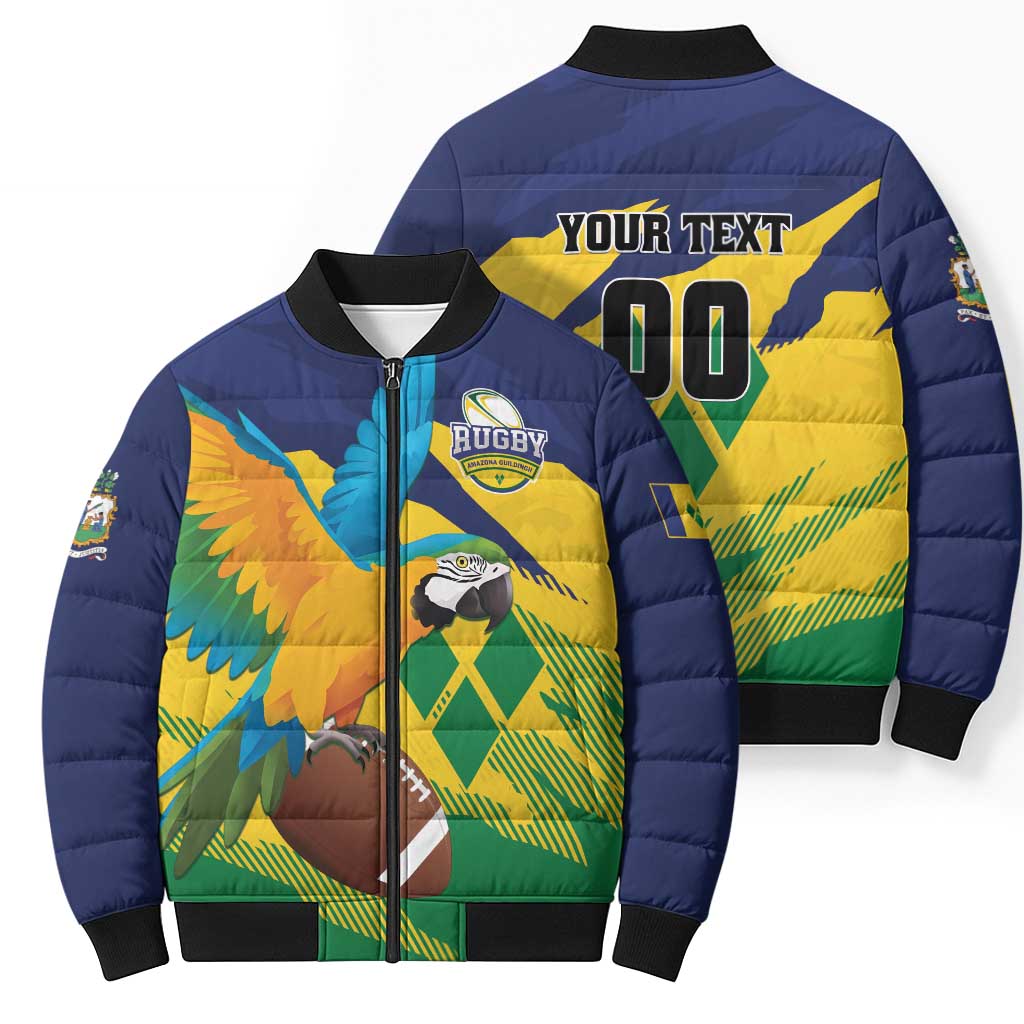 Custom Rugby Saint Vincent and the Grenadines Bomber Puffer Jacket Go SVG Amazona Guildingii - Wonder Print Shop