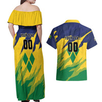 Custom Rugby Saint Vincent and the Grenadines Couples Matching Off Shoulder Maxi Dress and Hawaiian Shirt Go SVG Amazona Guildingii - Wonder Print Shop