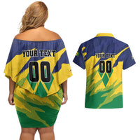 Custom Rugby Saint Vincent and the Grenadines Couples Matching Off Shoulder Short Dress and Hawaiian Shirt Go SVG Amazona Guildingii - Wonder Print Shop